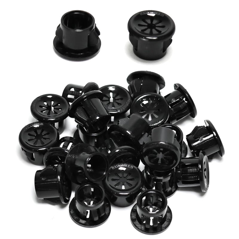 BOPOREAE 50 Pcs Cable Grommet, Snap Bushing 7/16" (11 mm) Mounting Diameter, Flexible Petal-Shaped Buckle Round Nylon Desk Grommet for Wires Through Countertop Cord Organizer and Protection, Black - Image 1
